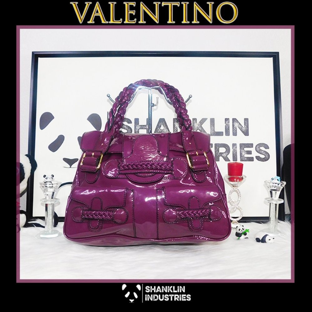 🤍🐼VALENTINO GARAVANI🐼🤍 Plum Purple Patent Leather Satchel